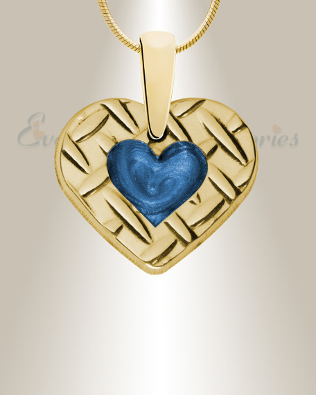 Woven Heart Gold Plated with Cobalt Ash Resin Jewelry