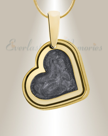 Attentive Heart Gold Plated with Slate Ash Resin Jewelry