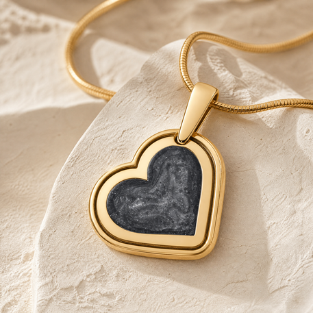 Attentive Heart Gold Plated with Slate Ash Resin Jewelry