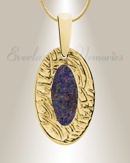Heartfelt Oval Gold Plated with Black Flame Opal Ash Resin Jewelry