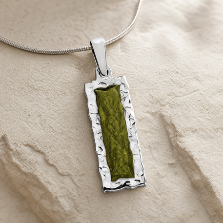 Lasting Long Rectangle Sterling Silver with Sage Ash Resin Jewelry