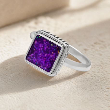 Women's Sterling Silver Granville Ash Ring with Lilac Pearl Opal