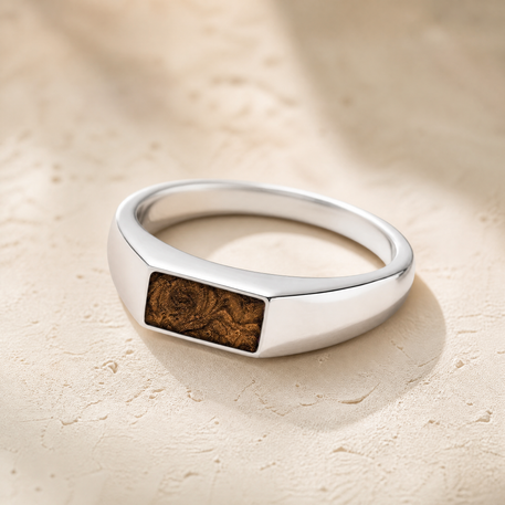 Men's Sterling Silver Desoto Ash Ring with Carob