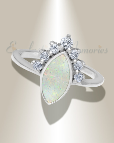 Women's Sterling Silver Lakeway Ash Ring with Crushed Cream Opal