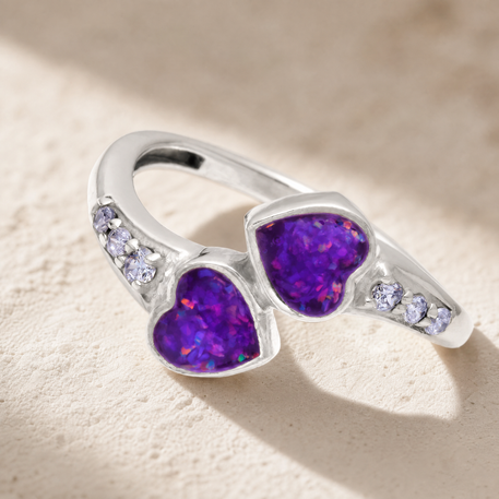 Women's Sterling Silver Rosalia Ash Ring with Lilac Pearl Opal