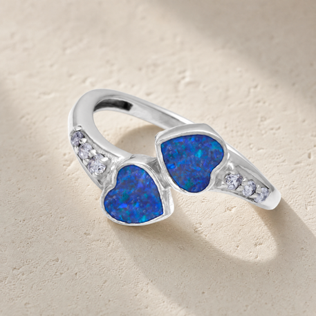 Women's Sterling Silver Rosalia Ash Ring with Opal Blue Waters
