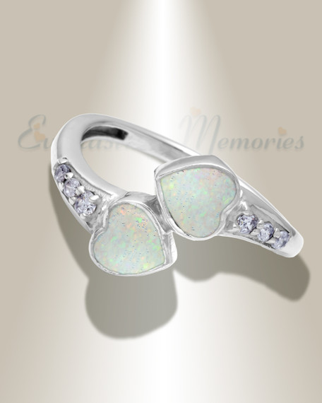 Women's Sterling Silver Rosalia Ash Ring with Crushed Cream Opal