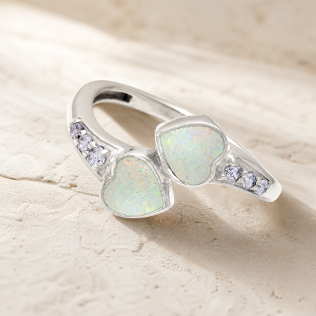 Women's Sterling Silver Rosalia Ash Ring with Crushed Cream Opal