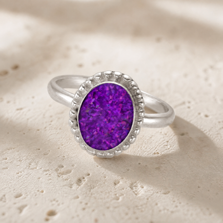 Women's Sterling Silver Bethany Ash Ring with Lilac Pearl Opal