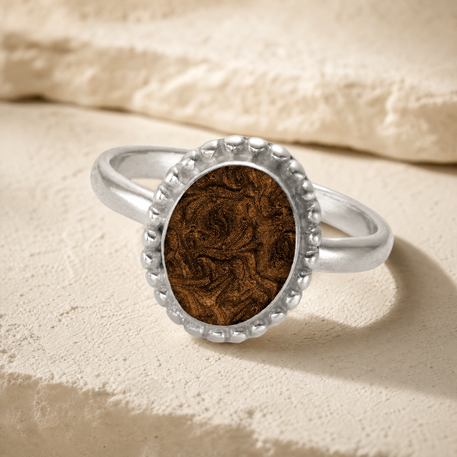Women's Sterling Silver Bethany Ash Ring with Carob