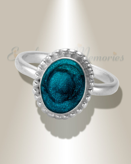 Women's Sterling Silver Bethany Ash Ring with Aqua