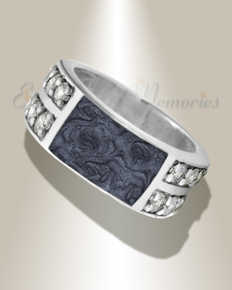 Men's Sterling Silver Yellowstone Ash Ring with Slate