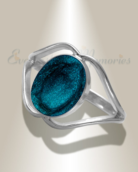 Women's Sterling Silver Spinnacker Ash Ring with Aqua