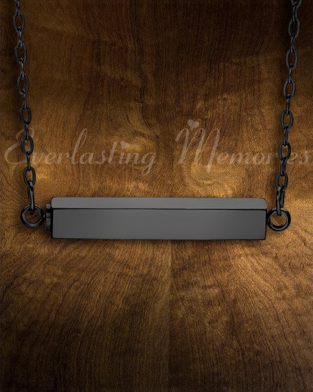Black Finished Plain Stainless Steel Bar Cremation Necklace