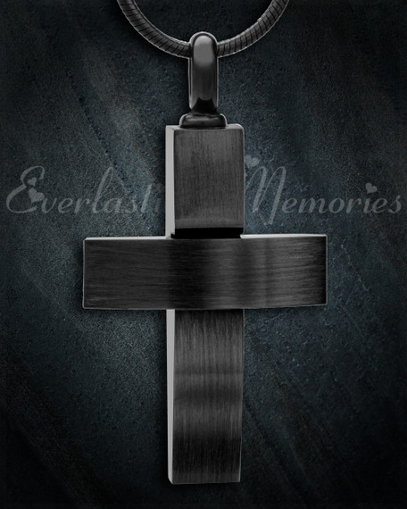 Trendy Cross with Black Finish Keepsake Urn Jewelry