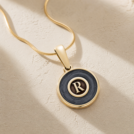 Solid 14K Gold Slate Monogram Ash Resin Jewelry
