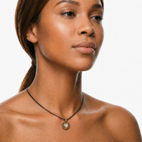 Solid 14K White Gold Enlightened Round with Lilac Pearl Opal Ash Resin Jewelry