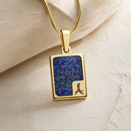 Solid 14K Gold Pleasing Rectangle Ash Resin Jewelry