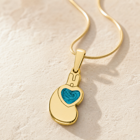 Solid 14K Gold Holding You Close with Aqua Ash Resin Jewelry