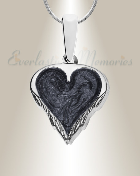 Feathered Heart Sterling Silver with Slate Ash Resin Jewelry