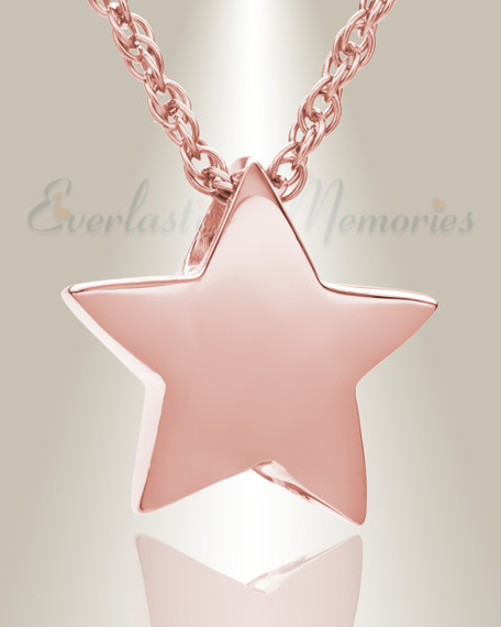 14K Rose Gold Small Sliding Star Cremation Urn Keepsake