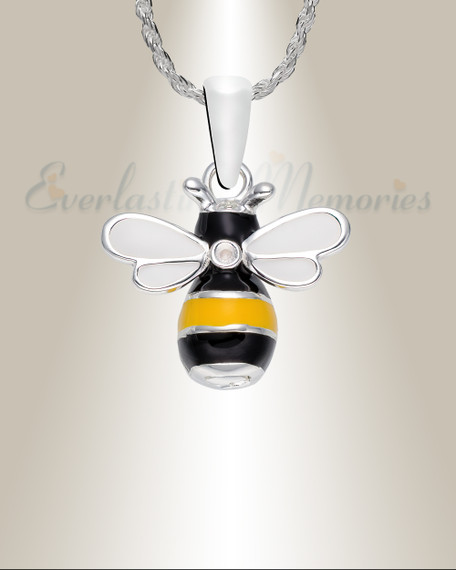 Sterling Silver Bumble Bee Cremation Urn Pendant