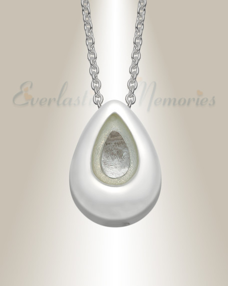 Sterling Silver Remember Me Teardrop Cremation Urn Pendant