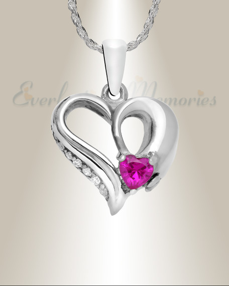 Sterling Silver Marlette Heart Cremation Urn Pendant