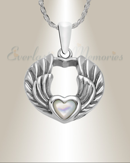 Sterling Silver My Heart Takes Flight Cremation Urn Pendant