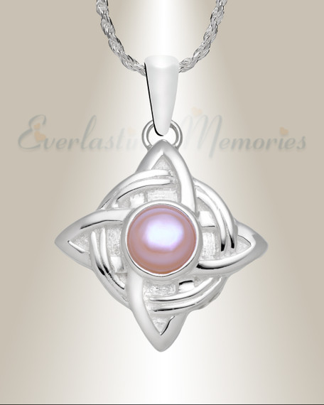 Sterling Silver Knotted Pearl Cremation Urn Pendant