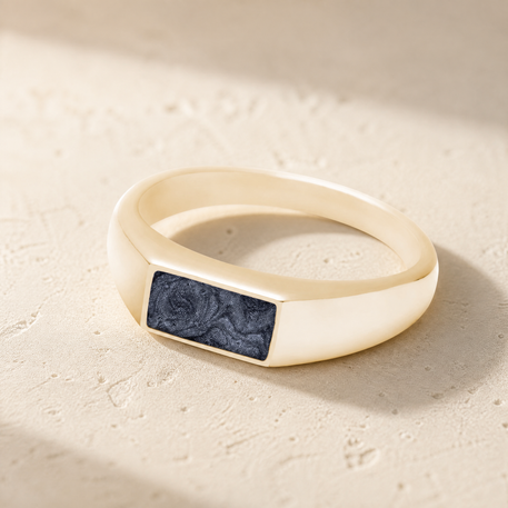 Solid 14K Gold Men's Desoto Ash Ring with Slate