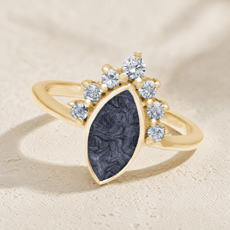 Solid 14K Gold Women's Lakeway Ash Ring with Slate