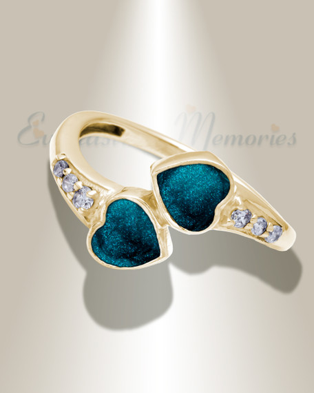 Solid 14K Gold Women's Rosalia Ash Ring with Aqua