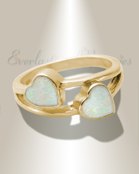 Solid 14K Gold Women's Thornley Ash Ring with Crushed Cream Opal