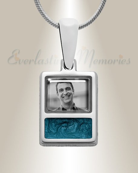 Rectangle Sterling Silver Picture Pendant With Lazuline Ashes