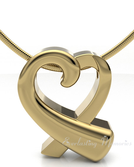 Gold Plated Folded Heart Forever Sealed Memorial Jewelry