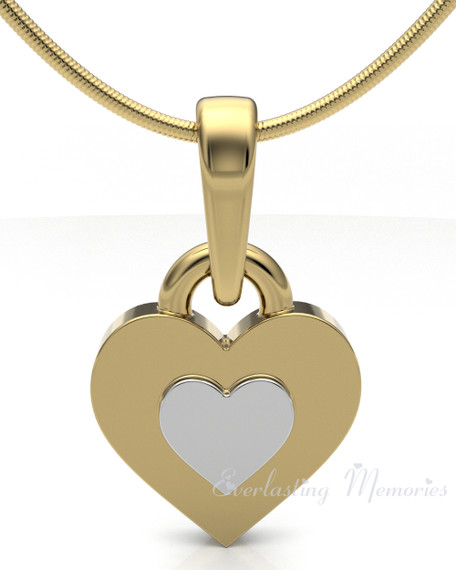 Solid 14K Gold and Sterling Duplicity Heart Forever Sealed Memorial Jewelry
