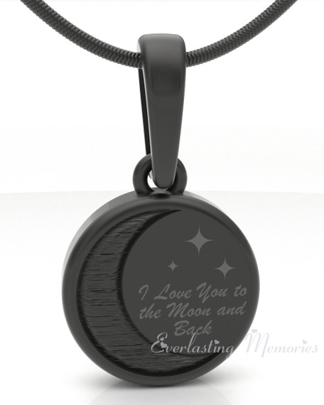 Black Plated Love You To The Moon Forever Sealed Memorial Jewelry