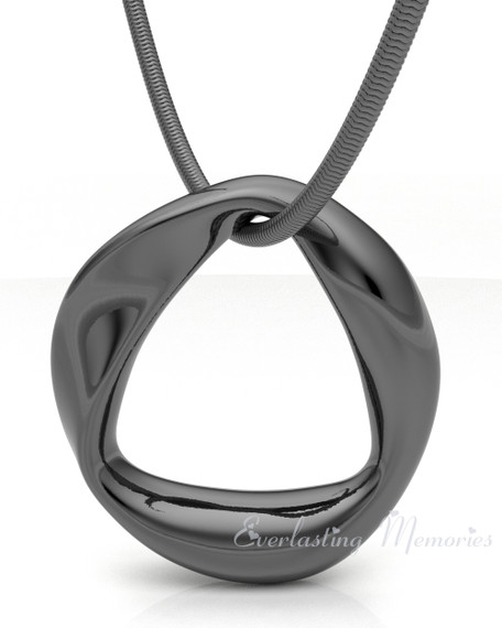 Black Plated Helix Round Forever Sealed Memorial Jewelry