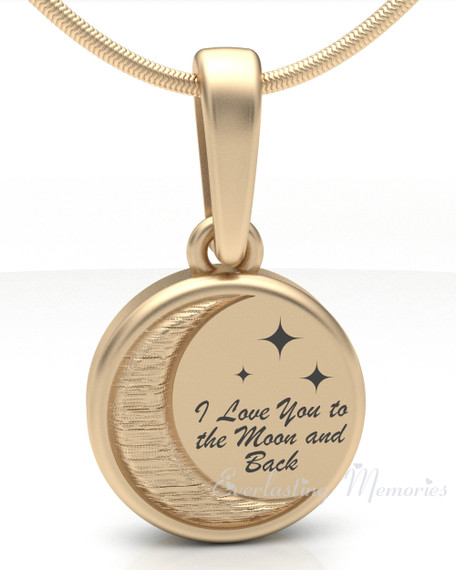 14K Gold Love You To The Moon Forever Sealed Memorial Jewelry