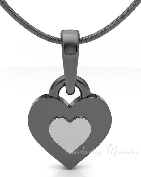 Black Plated Sterling Duplicity Heart Forever Sealed Memorial Jewelry