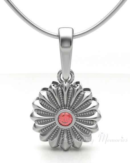 14K White Gold Birthstone Flowers Forever Sealed Memorial Jewelry