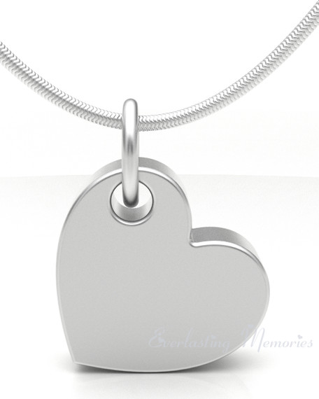 14K White Gold Tilted Heart Forever Sealed Memorial Jewelry