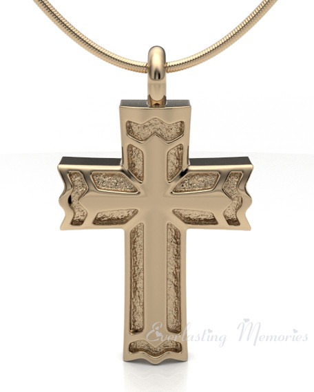 Solid 14K Gold Rosedale Cross Forever Sealed Keepsake Urn Jewelry