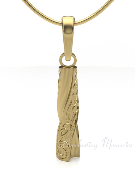 Gold Plated Twisted Cylinder Forever Sealed Cremation Jewelry