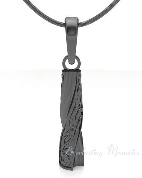 Black Plated Twisted Cylinder Forever Sealed Cremation Jewelry