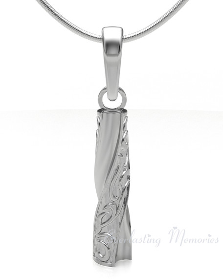 Solid 14K White Gold Twisted Cylinder Forever Sealed Cremation Jewelry