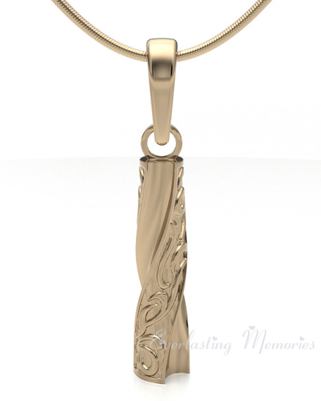 Solid 14K Gold Twisted Cylinder Forever Sealed Cremation Jewelry