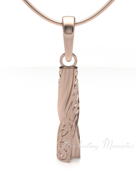 Rose Gold Plated Twisted Cylinder Forever Sealed Cremation Jewelry