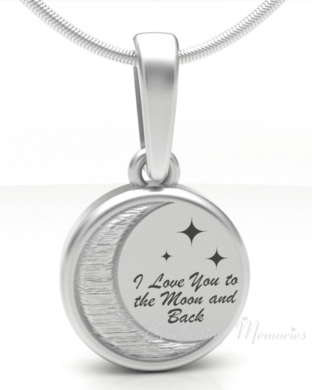 14K White Gold Love You To The Moon Forever Sealed Memorial Jewelry